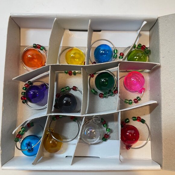 Pier 1 Imports Wine Charms Tree Set With 12 Glass Charms & Glass Stand - Picture 3 of 10